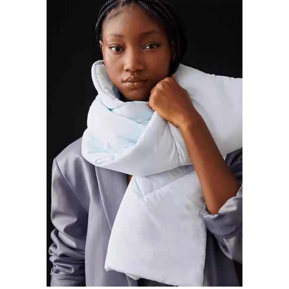 Maeve Accessories - NWT ANTHROPOLOGIE Maeve Quilted Puffer Scarf, Powder Light Blue, 11.5 x 52” EUC